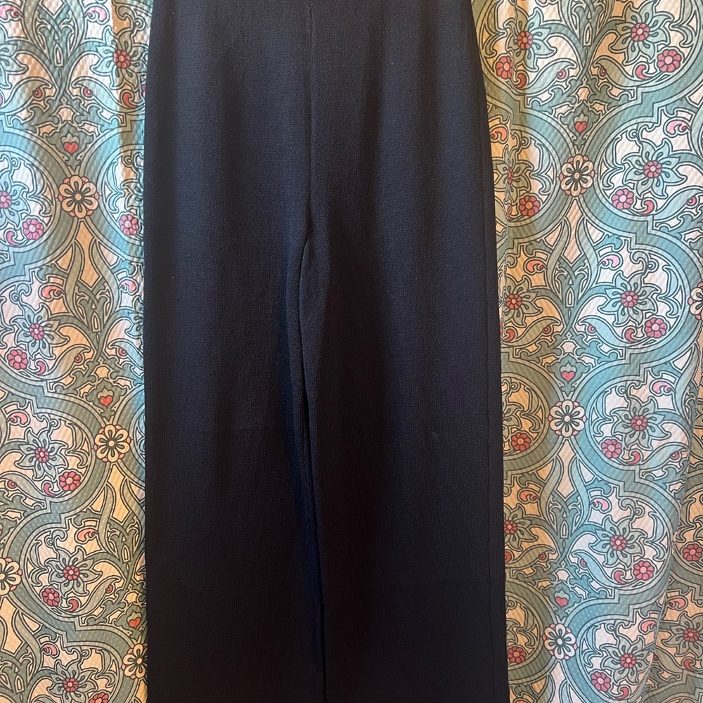 St. John Black Knit Wide-Leg Pants